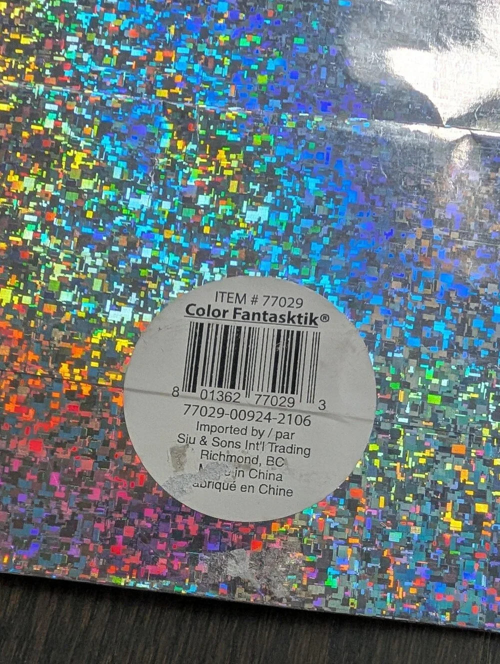 Color Fantasktik Holographic Silver Medium Paper Gift Bag 18x13x5